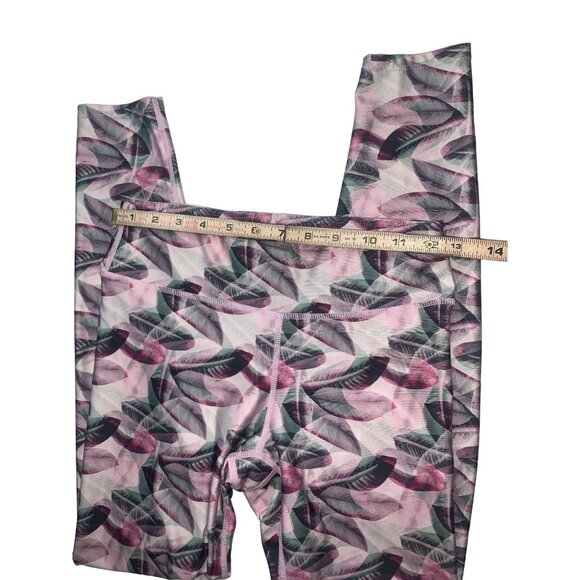 JOYLAB Leaf Print Pink Green Women's Small Leggings - Picture 4 of 5